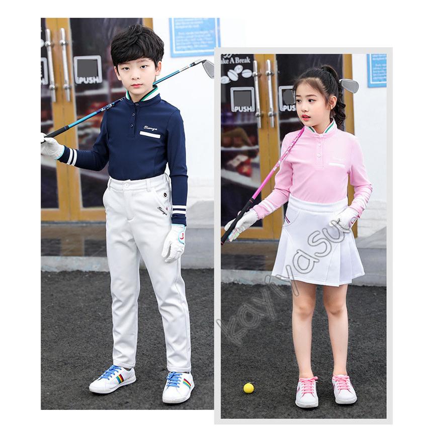 ゴルフシャツ ゴルフ ウェア 子供服 キッズ ゴルフポロシャツ 男の子 女の子 Tシャツ アウトドアシャツ インナーシャツ 長袖 厚手 登山 自転車 防寒 秋冬|niltutyuu|10