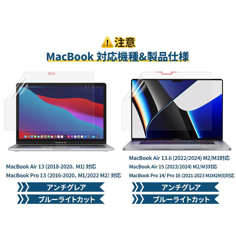 NIMASO Macbook air m2 フィルム 2022 MacBook Air13 15 Pro13 MacBook Pro14 Pro16 インチ 保護フィルム MacBook M1 M2 対応 ブルーライトカット アンチグレア｜nimaso｜20