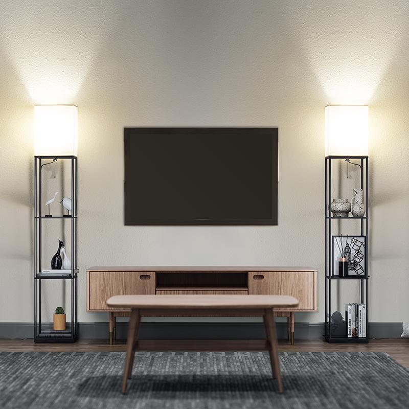 SUNMORY 棚付フロアライト 3色調節フロアランプ LEDライト電球付き 間接照明 コーナー 照明 フロアスタンド 北欧風 家電 寝室 ラック  耐荷重5KG  おしゃれ |  | 11