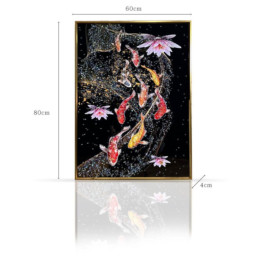 アートパネル 60×80 水晶絵 XG3189 風水 錦鯉 壁掛けパネル 絵 アートパネル 60×80 水晶絵 XG3189 風水 錦鯉 壁掛けパネル 絵