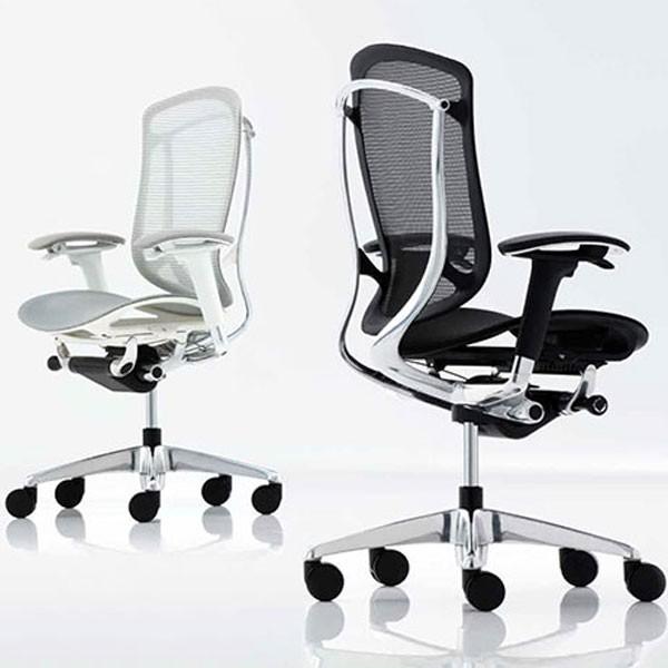 コンテッサセコンダ EXハイバック 大型ヘッドレスト 可動肘 ポリッシュ／ホワイト 座メッシュ CC85BW CC85XW オフィス オカムラ okamura 爆買の画像