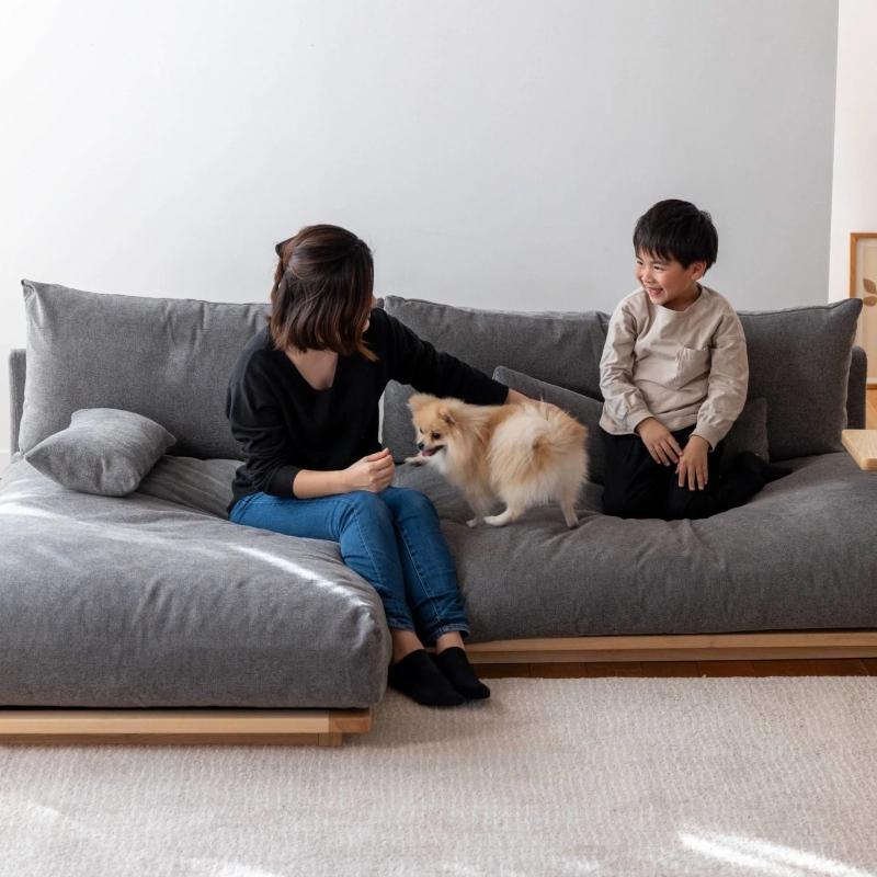 幸せになるソファ ワイド+ロング セット ペット対応 三人掛け 3P FUM
