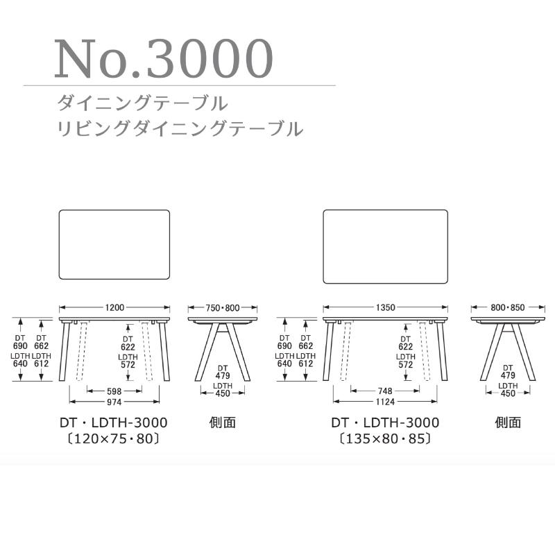 浜本工芸 ダイニングテーブル DT・LDTH-3000 No.3000 HAMAMOTO 天板