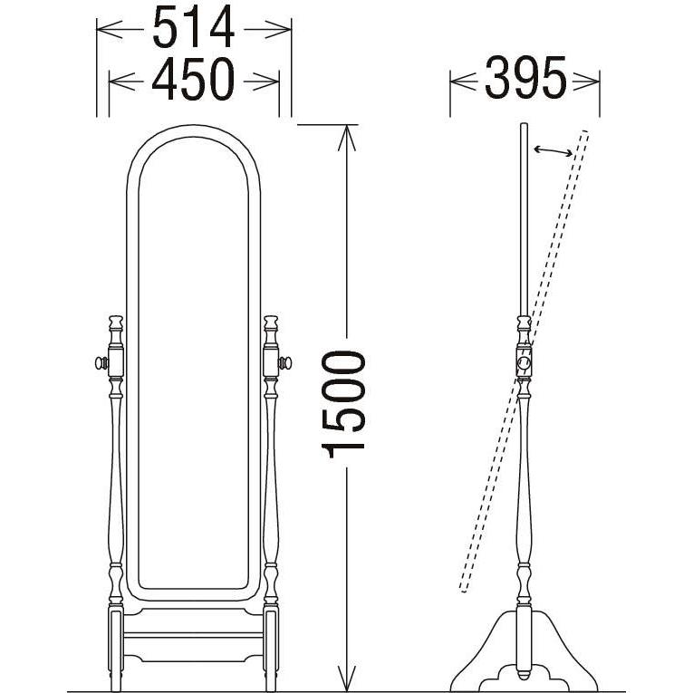 【カリモク姿見】karimoku スタンドミラー 鏡 コロニアルシリーズ karimokutokuyaku_ac7177nk_3_12