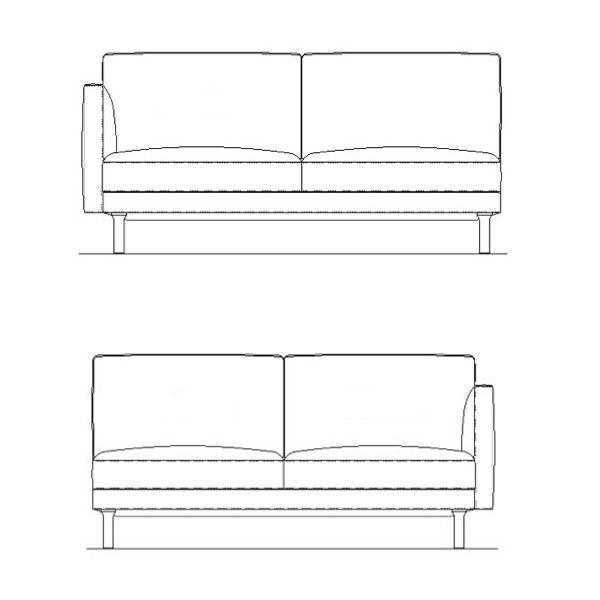 カリモク家具 カリモク ソファ 右肘&左肘2人掛椅子ロング UW90モデル