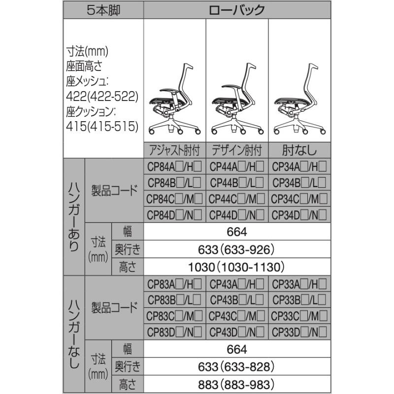バロン スタンダードメッシュ 座クッション ローバック 肘無し ブラック／シルバー CP33DR CP33NR オカムラ オフィスチェア Baron okamura_13