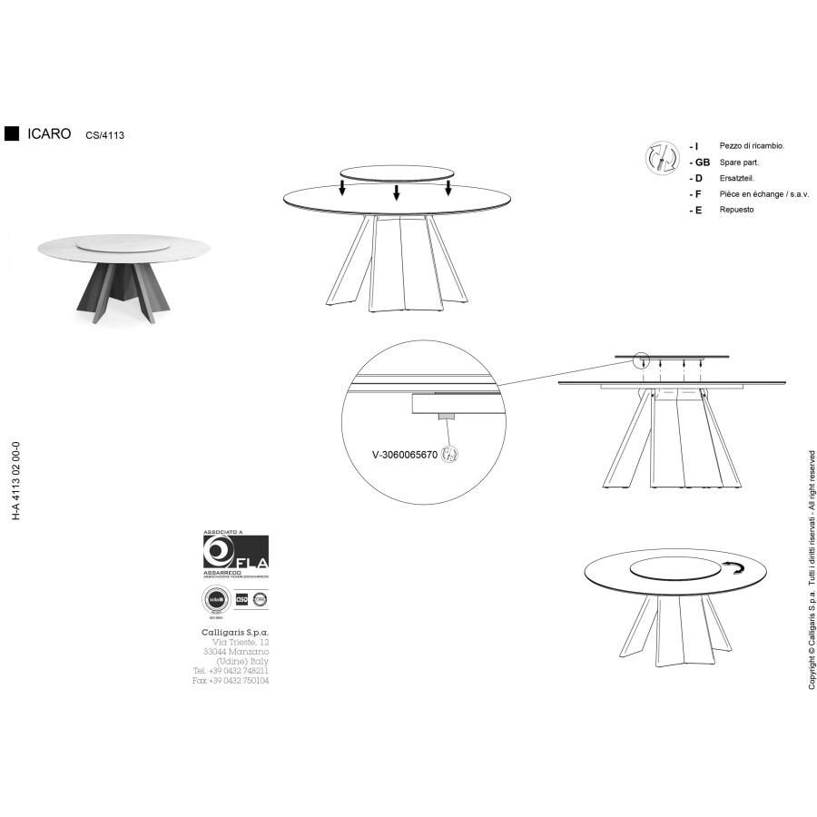 カリガリス ICARO イカロ 円形ダイニングテーブル CS4113-FD160 セラミック天板 calligaris おしゃれ｜nimusplus｜06