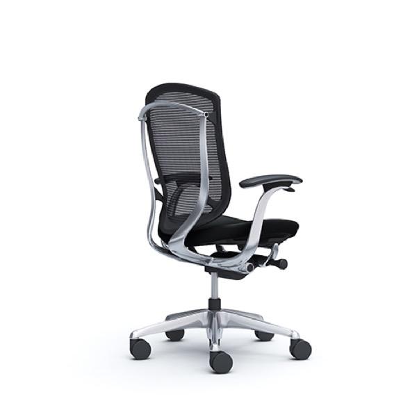 コンテッサセコンダ ハイバック ポリッシュ／ブラック／背：メッシュ／座：革 固定肘 CC43BR CC43XR オカムラ オフィスチェア okamura Contessa II_4