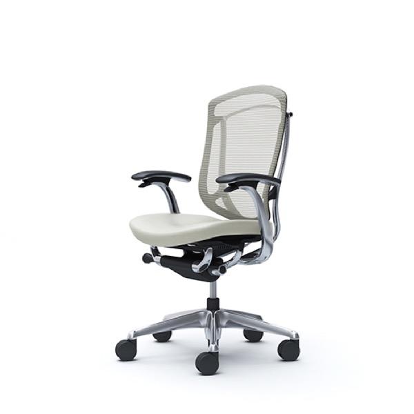 コンテッサセコンダ ハイバック ポリッシュ／ブラック／背：メッシュ／座：革 固定肘 CC43BR CC43XR オカムラ オフィスチェア okamura Contessa II_2