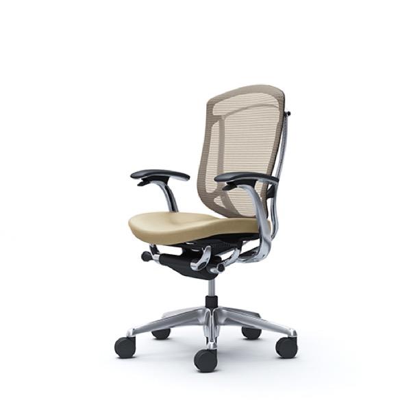 コンテッサセコンダ ハイバック ポリッシュ／ブラック／背：メッシュ／座：革 固定肘 CC43BR CC43XR オカムラ オフィスチェア okamura Contessa II_3