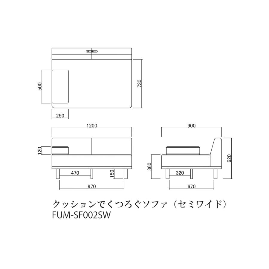 クッションでくつろぐソファ セミワイド ワイド FUM-SF002L 二人掛け 2P ソファベッド 文 Fumi フミ おしゃれ_7
