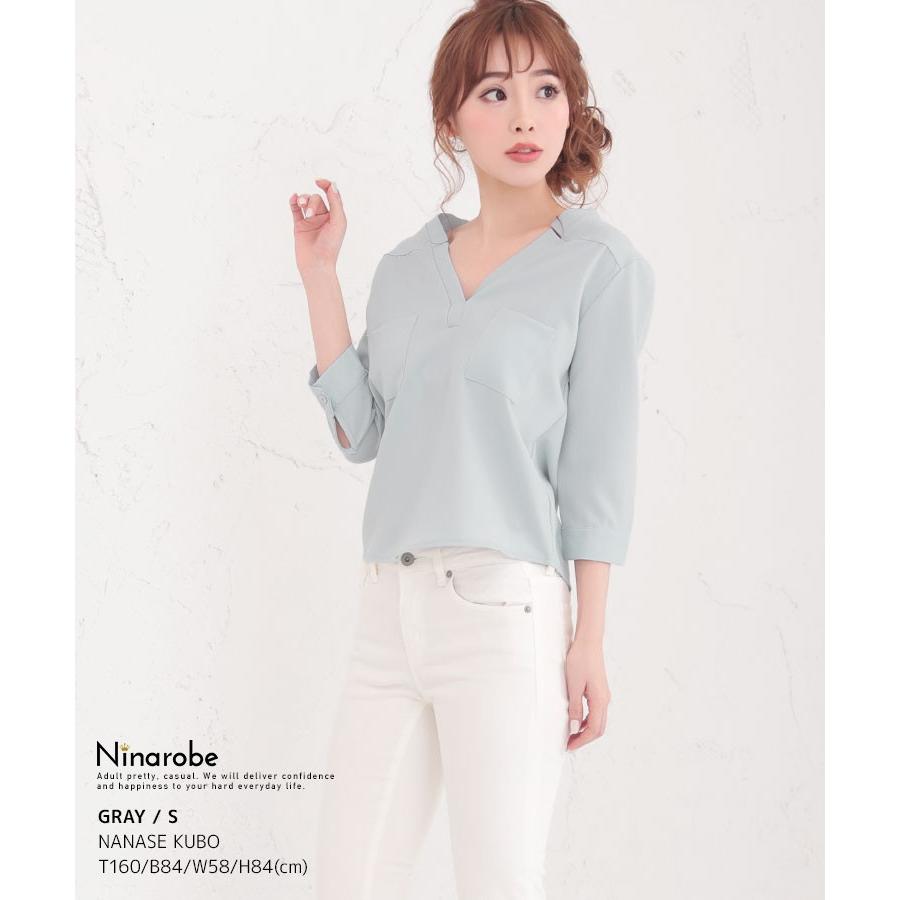 ブラウス レディース 七分袖 Vネック 大きいサイズ オフィスカジュアル シャツ Vネック七分袖カットソー 3025 パーティードレスretica 通販 Yahoo ショッピング