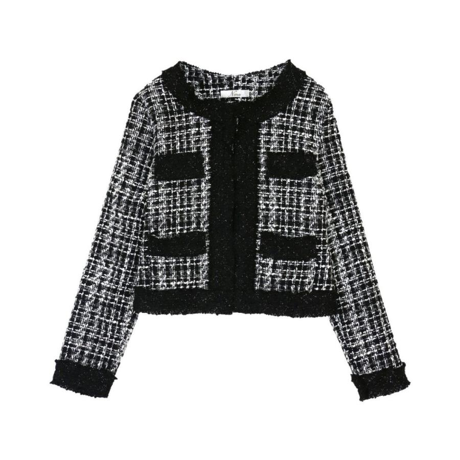 ツイードジャケット レディース ノーカラー 入学式 卒業式 きれいめ オフィスカジュアル 配色ポケットノーカラーツイードジャケット Najk903 パーティードレスretica 通販 Yahoo ショッピング