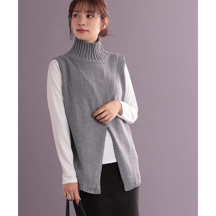 ニット レディース ベスト セーター カシュクール 重ね着 逆カシュクールタートルニットベスト グレー ブラック Natp13 パーティードレスretica 通販 Yahoo ショッピング