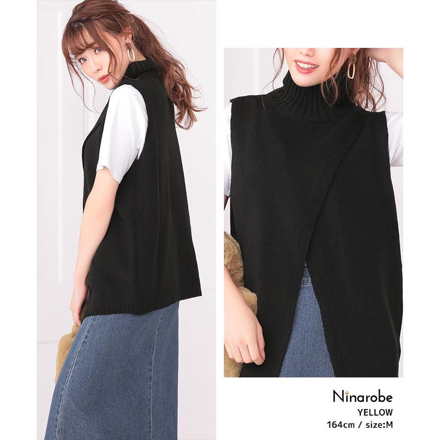 ニット レディース ベスト セーター カシュクール 重ね着 逆カシュクールタートルニットベスト グレー ブラック Natp13 パーティードレスretica 通販 Yahoo ショッピング