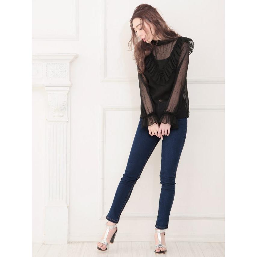 ブラウス レディース おしゃれ トップス シフォン ドット 長袖 フリル シースルードットシフォンブラウス 春 黒 ブラック カーキ Ncbl908 パーティードレスretica 通販 Yahoo ショッピング