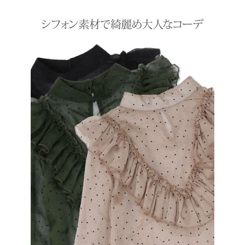 ブラウス レディース おしゃれ トップス シフォン ドット 長袖 フリル シースルードットシフォンブラウス 春 黒 ブラック カーキ Ncbl908 パーティードレスretica 通販 Yahoo ショッピング