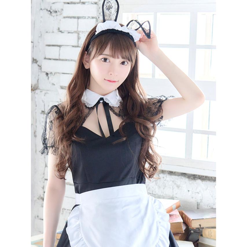 コスプレ ハロウィン 2022 バニーガール レース袖 メイド服 コスプレ ハロウィン 2022 バニーガール レース袖 メイド服