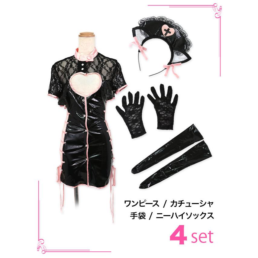 コスプレ ハロウィン 2022 キャットナース 胸空き レースアップ コスプレ ハロウィン 2022 キャットナース 胸空き レースアップ