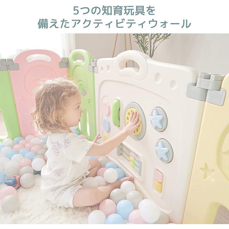ベビーサークル 折りたたみ式 おもちゃパネル・ホワイトボード付 14枚