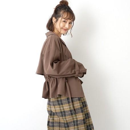 ドロストショートトレンチコート レディース アウター 羽織り 長袖 ジャケット ショート丈 バックフリル 秋 冬 暖かい Ninaetlina 通販 Yahoo ショッピング