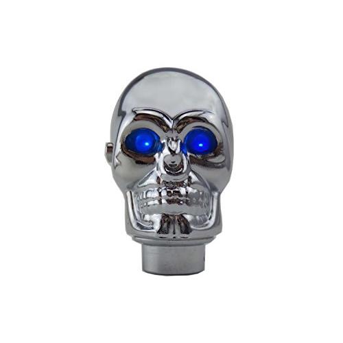TESWNE Silver Chrome Skull Stick Shift Knob LED Lights Gear Shift Knob