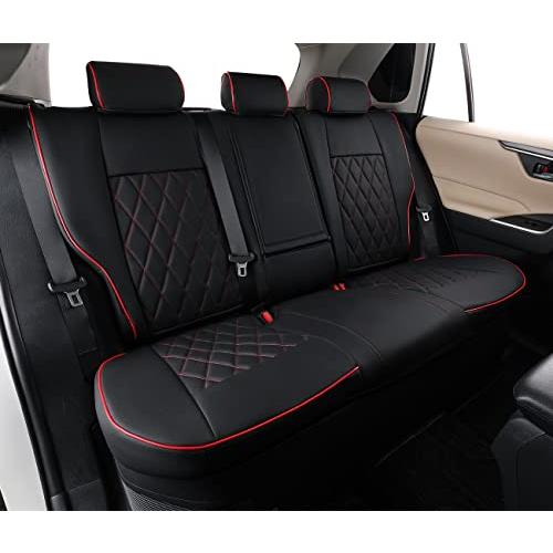 ウェザーニュース EKR Custom Fit Car Seat Covers for Select Honda Pilot Elite%ECMAcha%Black Edition 2016 2017 2018 2019 2020 2021 2022-Three Rows%Letherette (Black