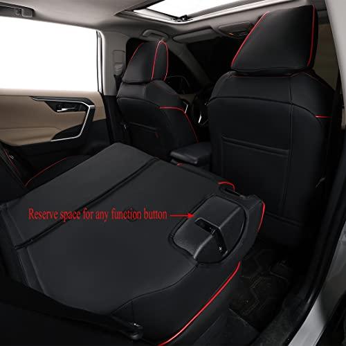 ウェザーニュース EKR Custom Fit Car Seat Covers for Select Honda Pilot Elite%ECMAcha%Black Edition 2016 2017 2018 2019 2020 2021 2022-Three Rows%Letherette (Black