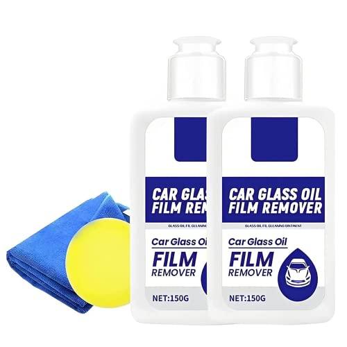 Car Glass Oil Film Remover,Glass Film Removal Cream with Sponge,Car