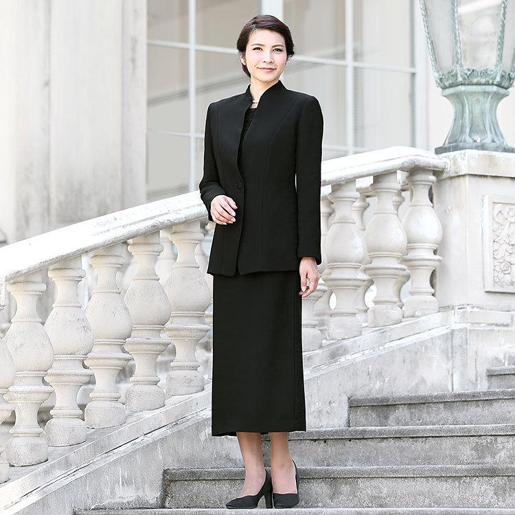 生まれのブランドで 30代 喪服 ブラウス 50代 スカート スーツ 黒 礼服 ロング丈 ブラックフォーマル レディース 大きいサイズ 40代 フォーマル 日本製生地 送料無料 Yb 1478 スーツ フォーマル