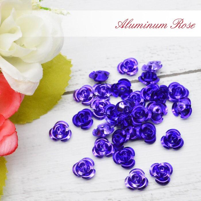 アルミ 薔薇 6mm30個 セット #6 青紫 アクセサリー パーツ レジン用