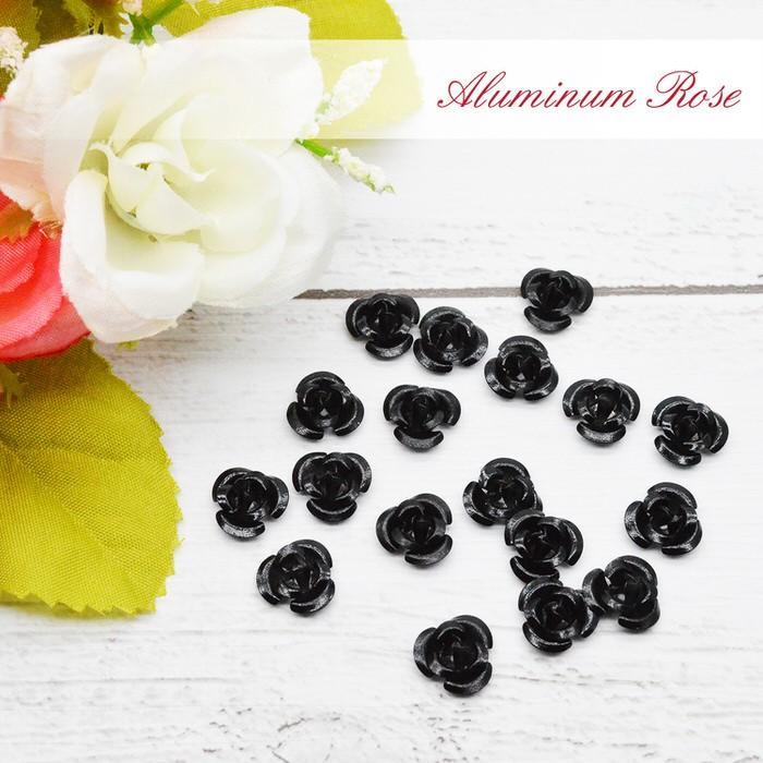 アルミ 薔薇 6mm30個 セット #15 黒 レジン ハンドメイド 手作り