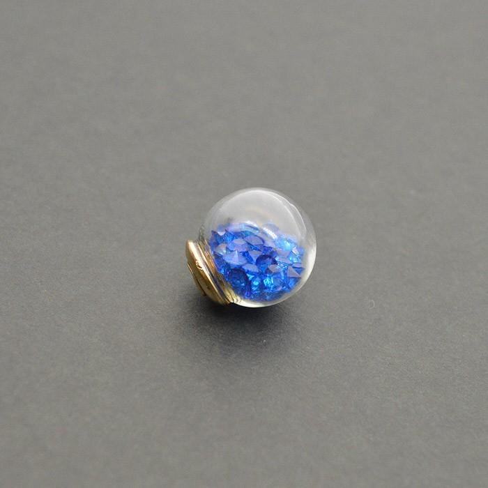 ガラスドーム ビーズ 青 2個セット ブルー ピアス ハンドメイド 