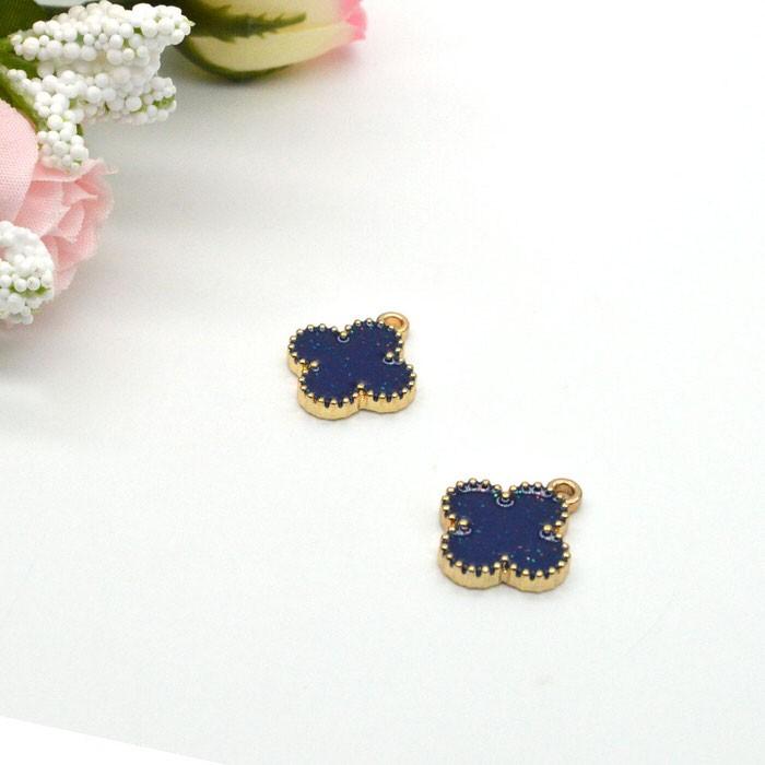 クローバーペンダントパーツ 青 2個 セット ペンダント クローバー