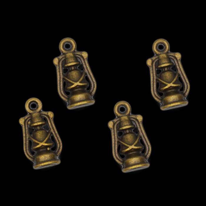 オイルランプ チャーム アンティーク 銅 4個 セット ハンドメイド 金具