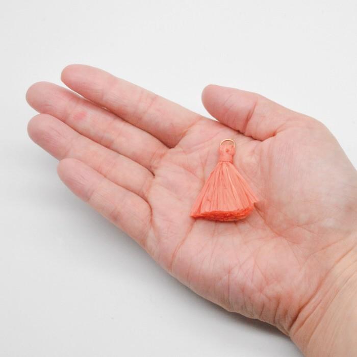 タッセル ラフィア 夏 ピアス アクセサリー 2個セット オレンジ 夏素材 