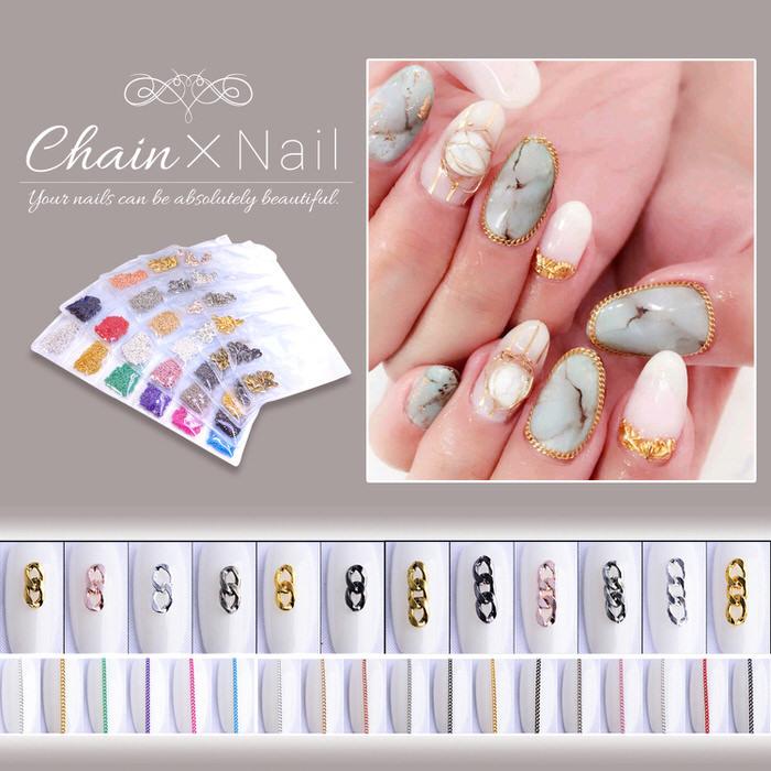 おしゃれチェーン デコ 6色セット チェーン デコパーツ 封入