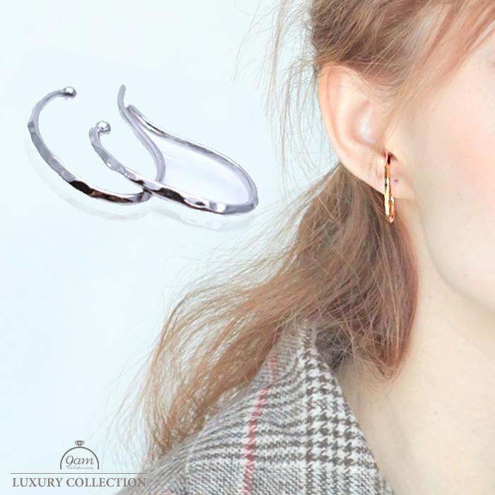 海外最新 イヤーカフ 大ぶり 両耳用 セット イヤーカフス 金属アレルギー対応 フープ レディース ピアス イヤリング ウェアリング シンプル デイリー Gestoci Ci