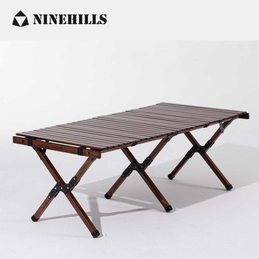 NINEHILLS ロールテーブル ダークブラウン L】折りたたみ NINEHILLS ロールテーブル ダークブラウン L】折りたたみ