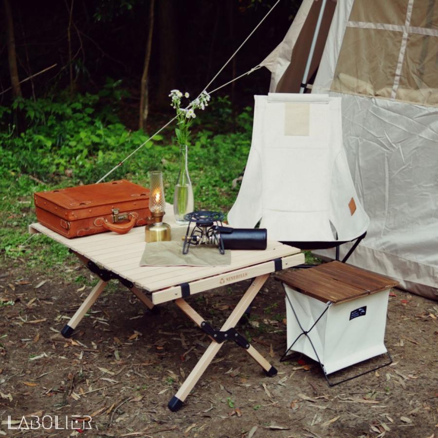 【送料無料・新品未使用】折り畳みテーブル　レジャー　キャンプ　人気　ナチュラル NINEHILLS ロールテーブル ナチュラル M】折りたたみテーブル