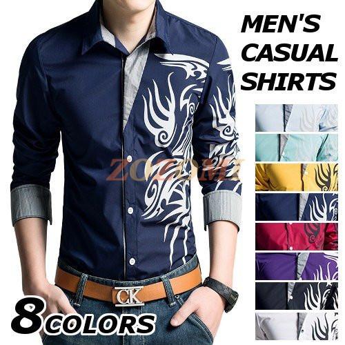 カジュアルシャツ メンズ 長袖 おしゃれ ブランド 黒 白 おしゃれ 無地 柄 タトゥー 春 秋 40代