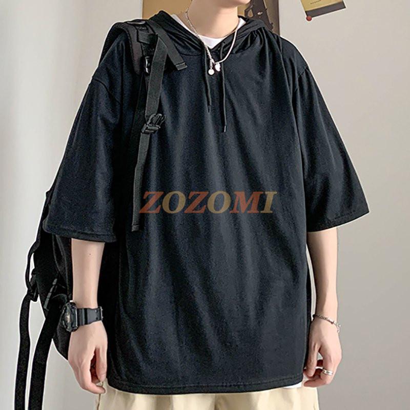 パーカー Tシャツ メンズ 七分袖 半袖 ゆったり 夏 春 秋 無地 スポーツ かっこいい 快適 楽 トップス プルオーバー ファッション カジュアル Akanebeautyaa302 Zozomi 通販 Yahoo ショッピング