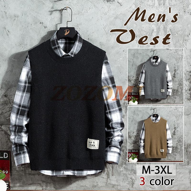 ニットベスト メンズ ベスト ニットセーター クールルネック セーター カジュアル おしゃれ 暖かい 秋冬 Fb Zozomi 通販 Yahoo ショッピング