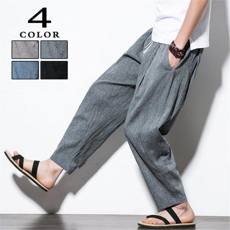 父の日 サルエルパンツ メンズ 夏 ワイドパンツ リネンパンツ チノパン ゆったり サマー ボトムス 涼しいズボン 人気デザイナー