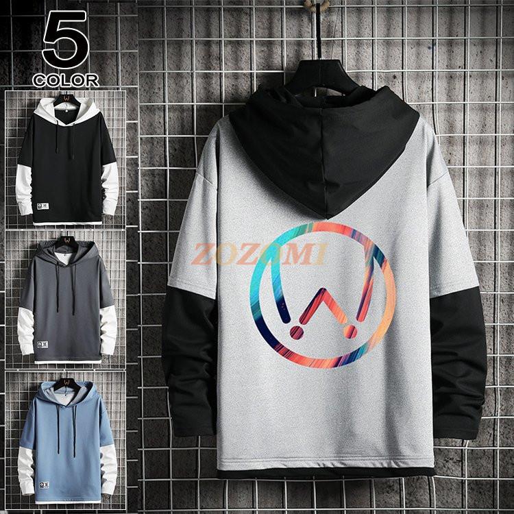 パーカー メンズ 長袖 プルオーバーパーカー 重ね着風 フード付き メンズパーカー 秋服 お兄系 おしゃれ Star Sky Hxl Zozomi 通販 Yahoo ショッピング