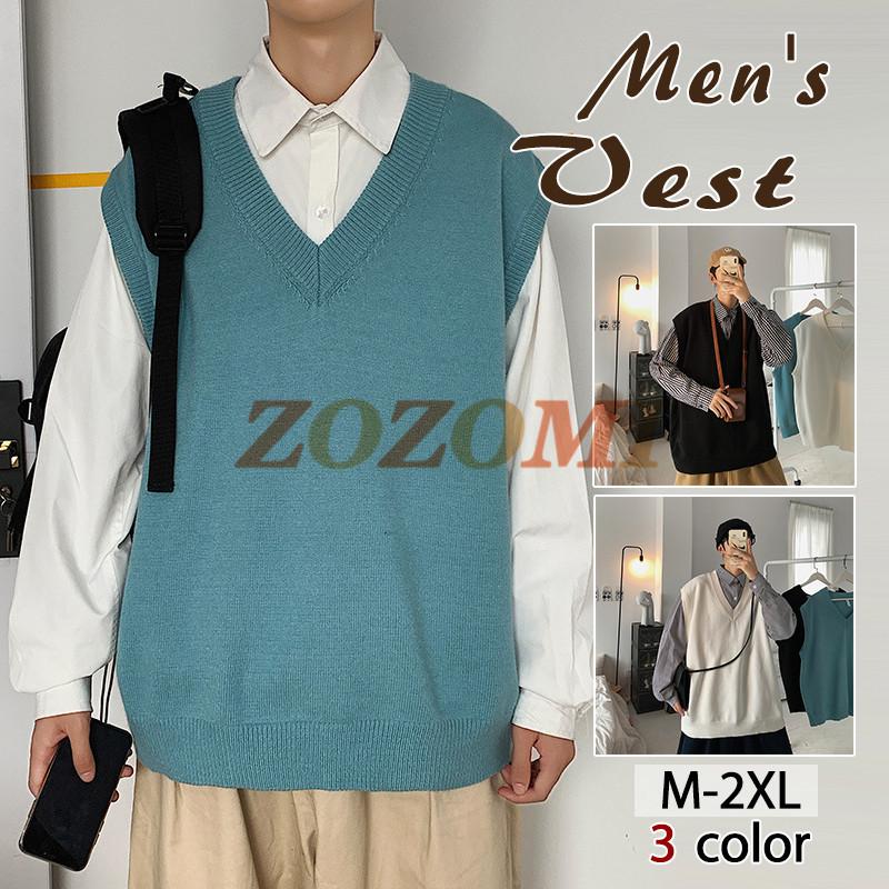 ニットベスト メンズ 秋冬 リブ おしゃれ Vネック レイヤード ゆったり 厚手 カジュアル 無地 暖かい 防寒 保温 シンプル 重ね着 秋新作 Lht1638 Zozomi 通販 Yahoo ショッピング