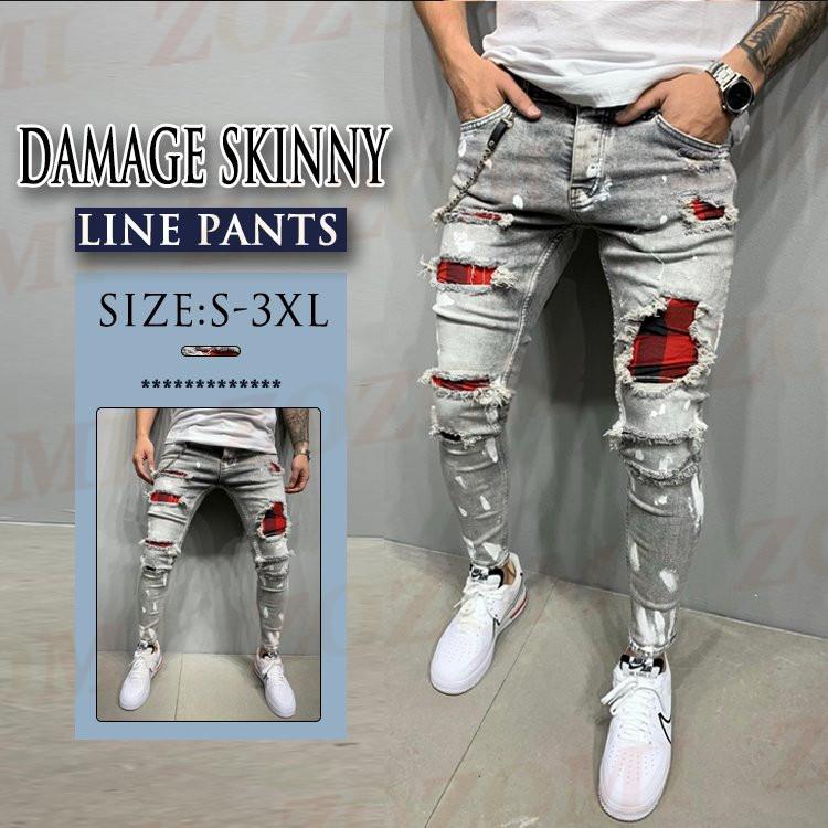 ダメージジーンズ メンズ スキニーパンツ メンズ ダメージ加工 スキニーデニム アンクルパンツ メンズ ボトムス ジーンズ ジーパン ダメージ加工 Poku003 Zozomi 通販 Yahoo ショッピング