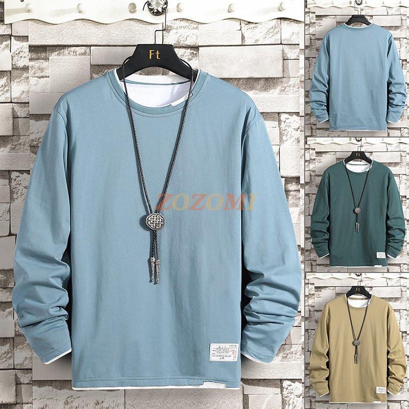 トレーナーメンズ薄手 重ね着風 長袖 8色 Tシャツ袖デザイントップスカットソースポーツウェアスウェットルームウェア S2 Zozomi 通販 Yahoo ショッピング