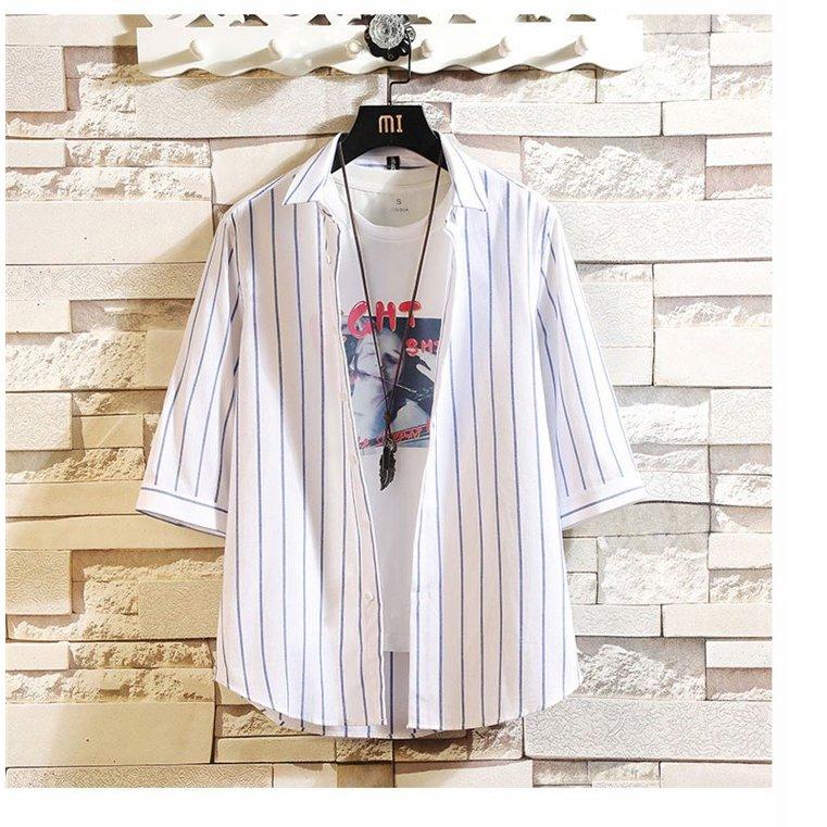 ストライプシャツ メンズ 夏服 開襟シャツ 五分袖シャツ カジュアルシャツ メンズシャツ 夏 サマー トップス ssk19062108ZOZOMI 通販 Yahoo!ショッピング