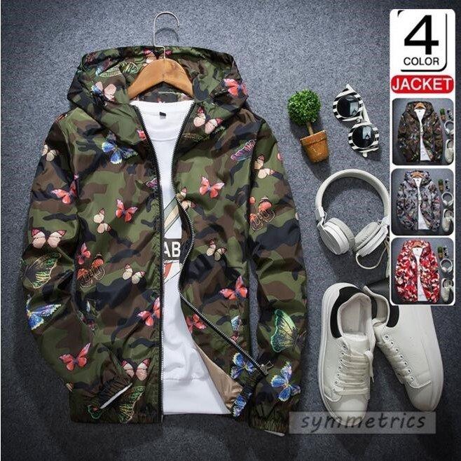 父の日 ウインドブレーカー レディース おしゃれ ジャケット 蝴蝶柄 マウンテンパーカー メンズ リブブルゾン 薄手 柄物 特価品コーナー